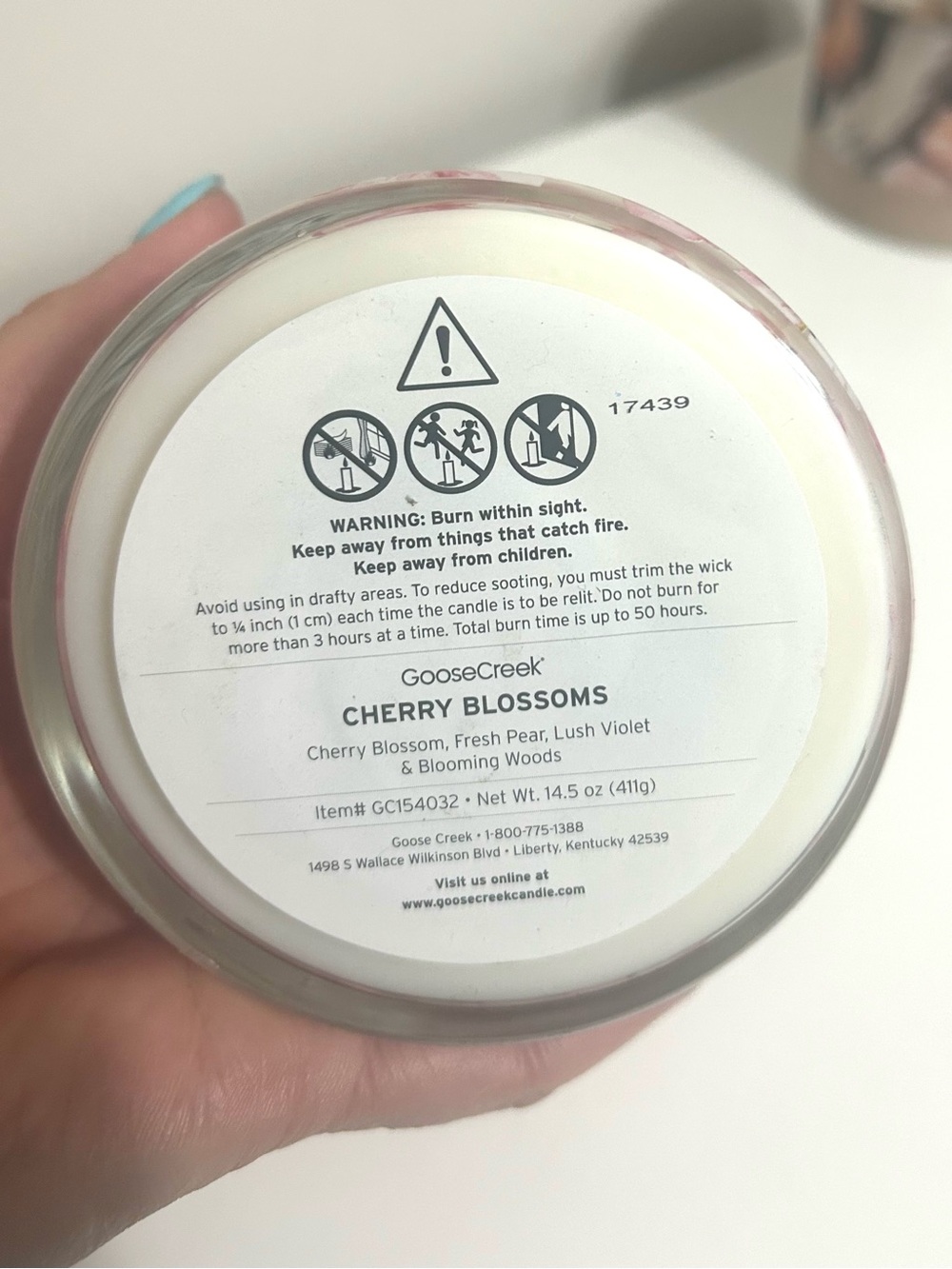 NWT Goose Creek Soy Candle Cherry Blossom, 3 Wicks, 14.5 ounces - Picture 2 of 3